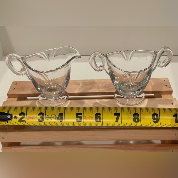 Vintage Heisey Clear Glass Petite Creamer and Open Sugar Set. - Picture 5 of 6